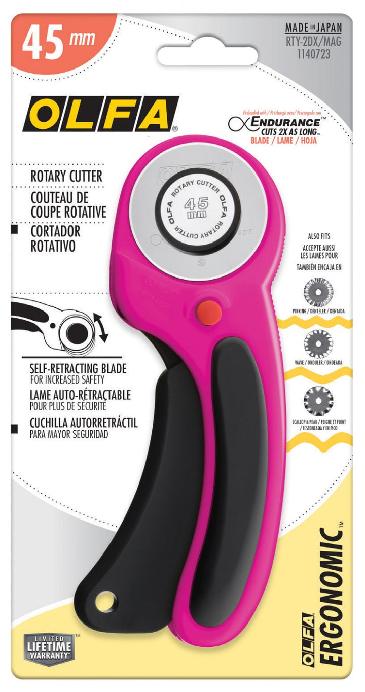 Olfa - 45mm Ergonomic Rotary Cutter - Magenta