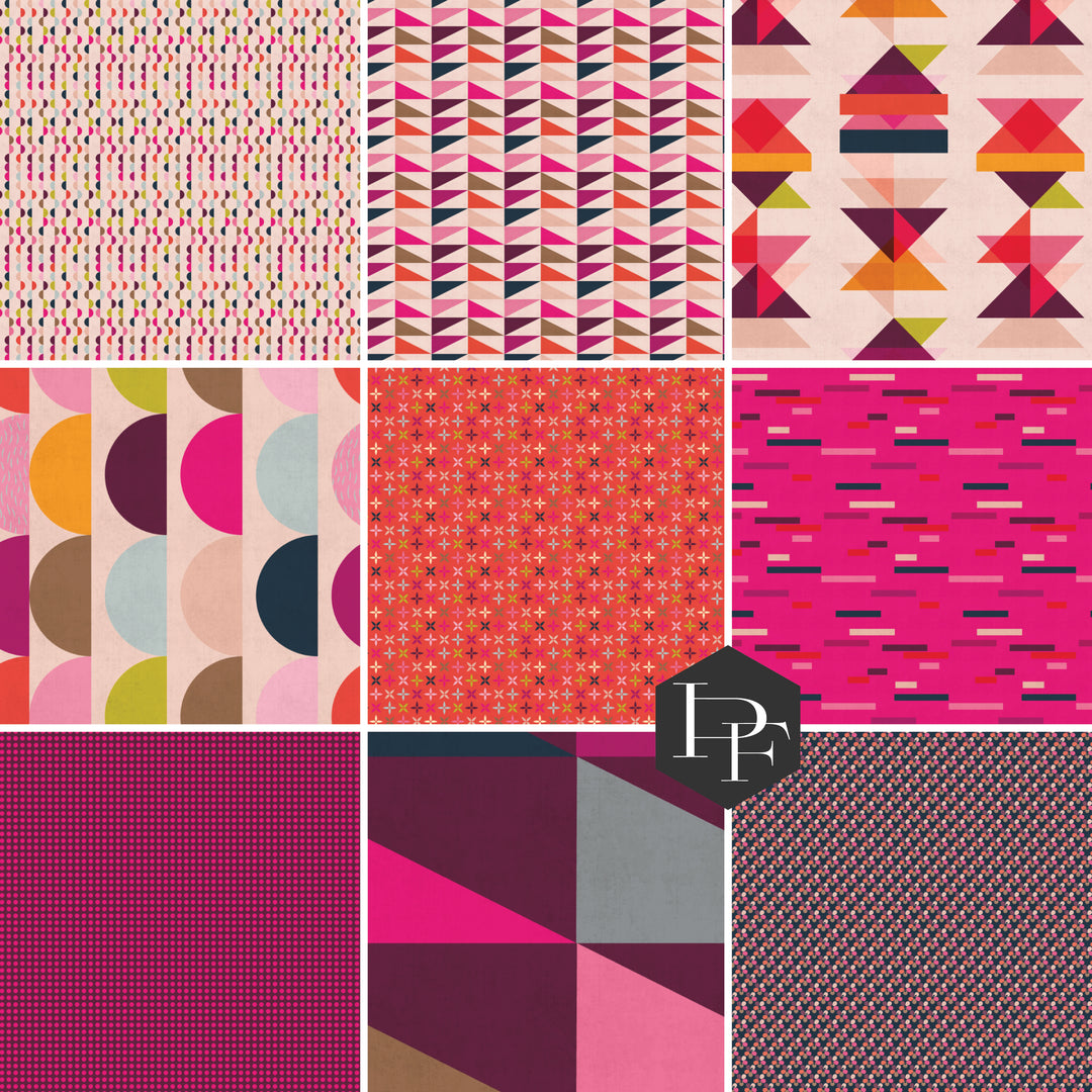 PREORDER - Retro Life 2 - Fat Quarter Bundle of 9 pcs - Lisa Redhead - FBFQLR-RETROLIFE2