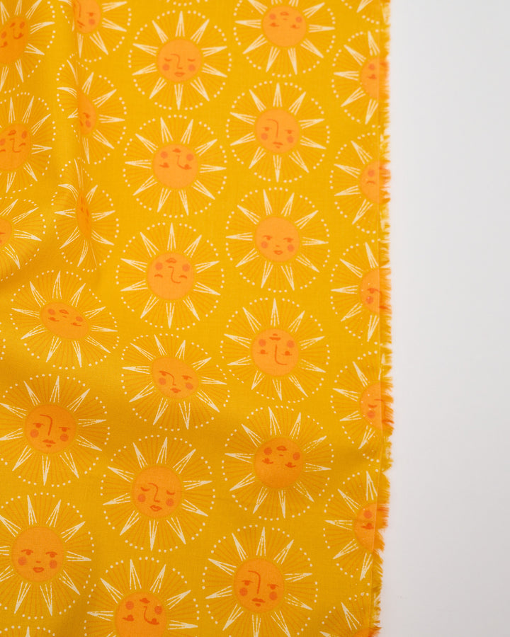 Cotton quilting fabric pattern called 'Sundream in Buttercup'. Part of the 'Rise and Shine' fabric collection. Designed by Melody Miller of Ruby Star Society for fabric company Moda Fabrics. SKU: RS0078 14. 44-45 inch width.