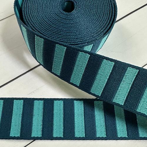 Stitch Supply Co - 1.5" Bold Stripe Webbing in Peacock/Turquoise - SSCWEB 07 - One Yard