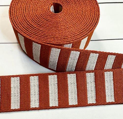 Stitch Supply Co - 1.5" Bold Stripe Webbing in Saddle/Off White - SSCWEB 08 - One Yard