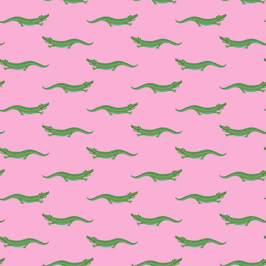 Cotton quilting fabric pattern called 'Pink'. Part of the 'Croc My World' fabric collection. Designed by Dear Stella for fabric company Dear Stella. SKU: ST-D2603PINK. 44-45 inch width.