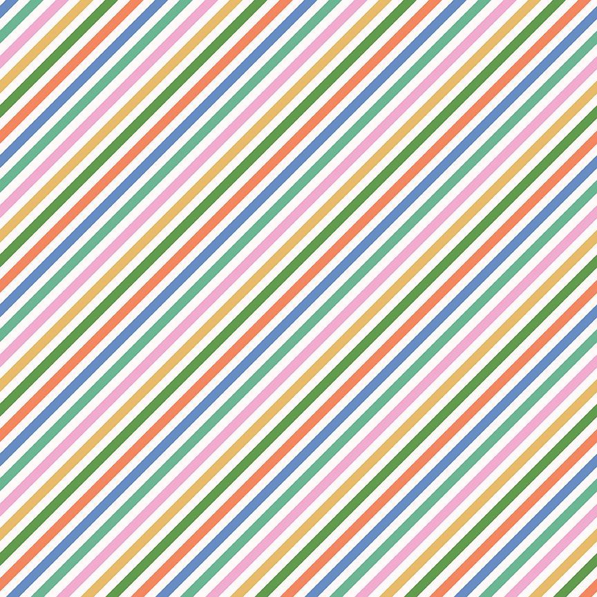 Cotton quilting fabric pattern called 'Summer Stripe in Multi'. Part of the 'Croc My World' fabric collection. Designed by Dear Stella for fabric company Dear Stella. SKU: ST-D2606MULTI. 44-45 inch width.