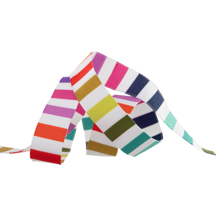 PREORDER - Renaissance Ribbons - Rainbow Stripe - 5/8" Width - Tula Pink Tabby Road Deja Vu - One Yard