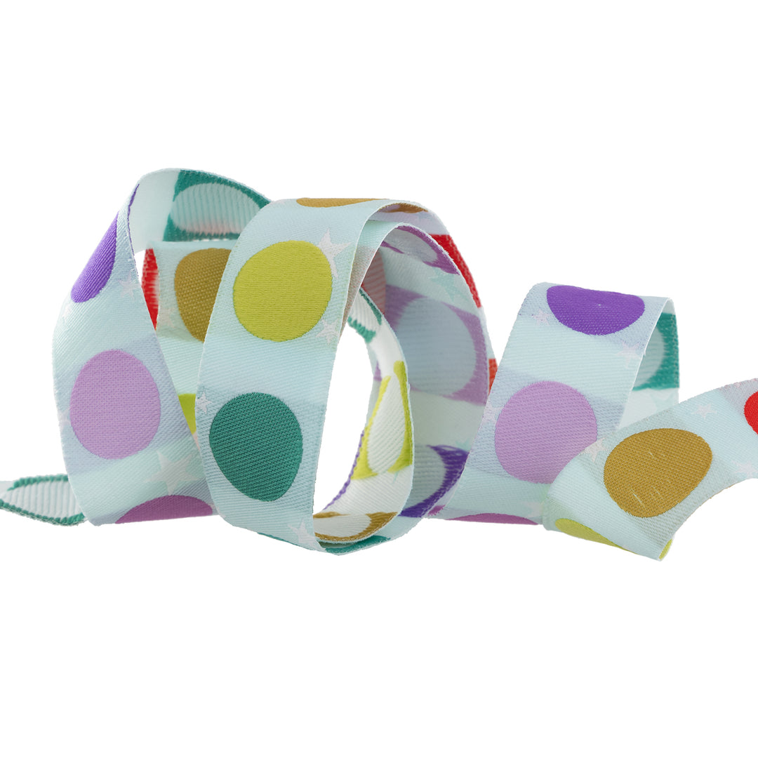 PREORDER - Renaissance Ribbons - Disco Dot - 7/8" Width - Tula Pink Tabby Road Deja Vu - One Yard