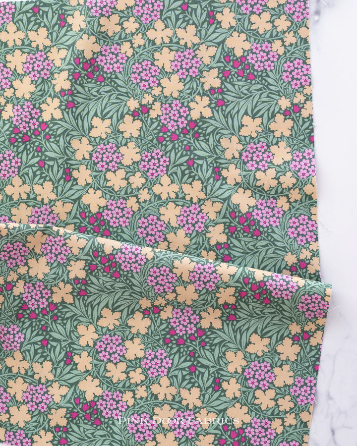 Cotton quilting fabric pattern called 'Autumn Bloom in Sage'. Part of the 'Hibernation' fabric collection. Designed by Tilda Fabrics for fabric company Tilda Fabrics. SKU: 100539. 44-45 inch width.