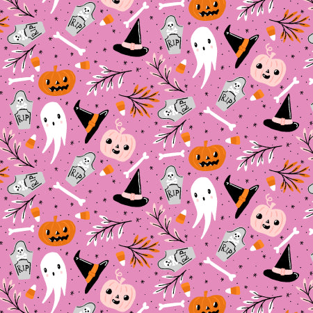 Cotton quilting fabric pattern called 'Witching Hour'. Part of the 'By the Glow of the Moon' fabric collection. Designed by Dominika Godette for fabric company Cotton + Steel. SKU: DG101-OM1. 44-45 inch width.