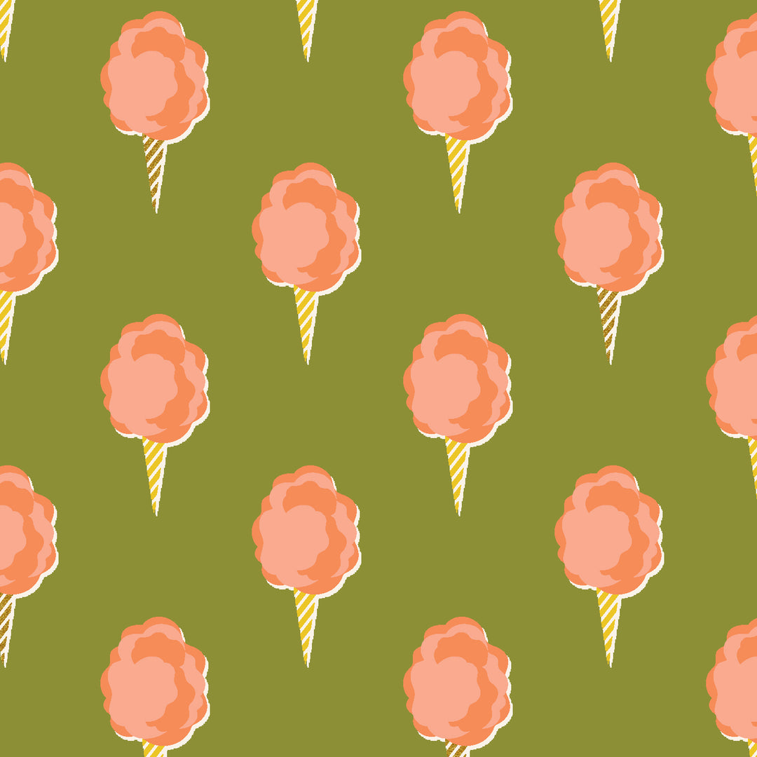 Cotton quilting fabric pattern called 'Sugar Rush in Lush'. Part of the 'East Coast' fabric collection. Designed by Megan Kampa for fabric company Cotton + Steel Fabrics. SKU: MK104-LU1M. 44-45 inch width.