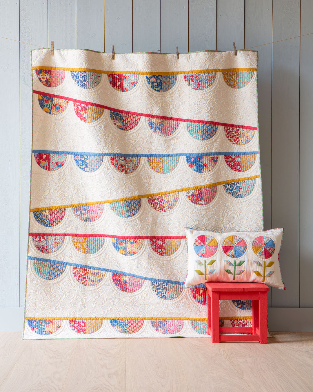 Jubilee - Bunting in Dove White - Quilt Kit