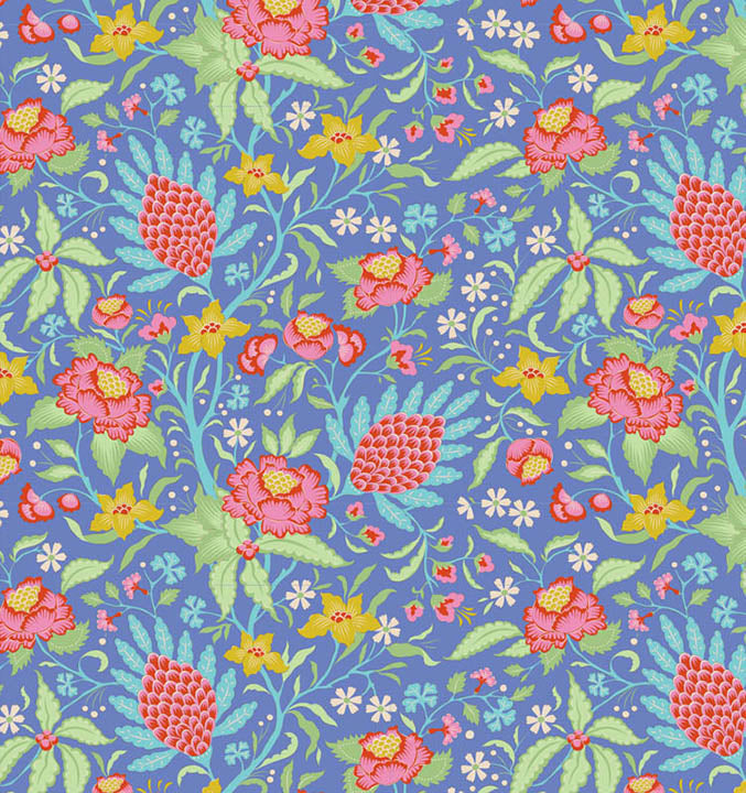 Bloomsville - Flowertangle in Blue - 100509 - Half Yard