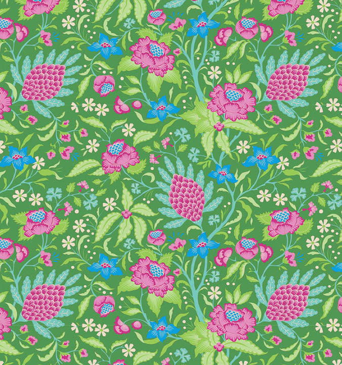 Bloomsville - Flowertangle in Green - 100512 - Half Yard