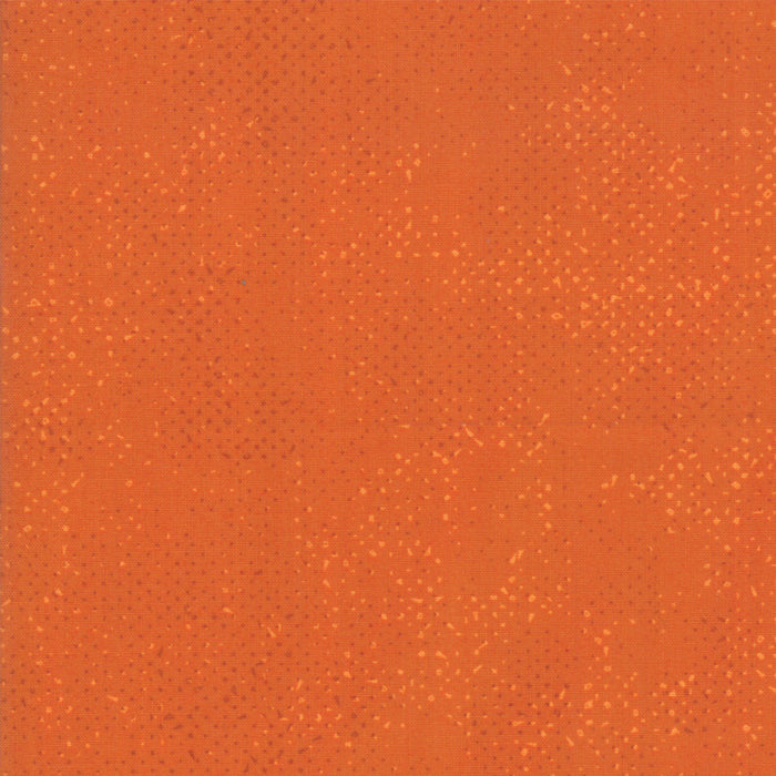 Cotton quilting fabric pattern called 'Spotted in Pumpkin'. Part of the 'Lazy Afternoon' fabric collection. Designed by Zen Chic for fabric company Moda Fabrics. SKU: 1660 61. 44-45 inch width.