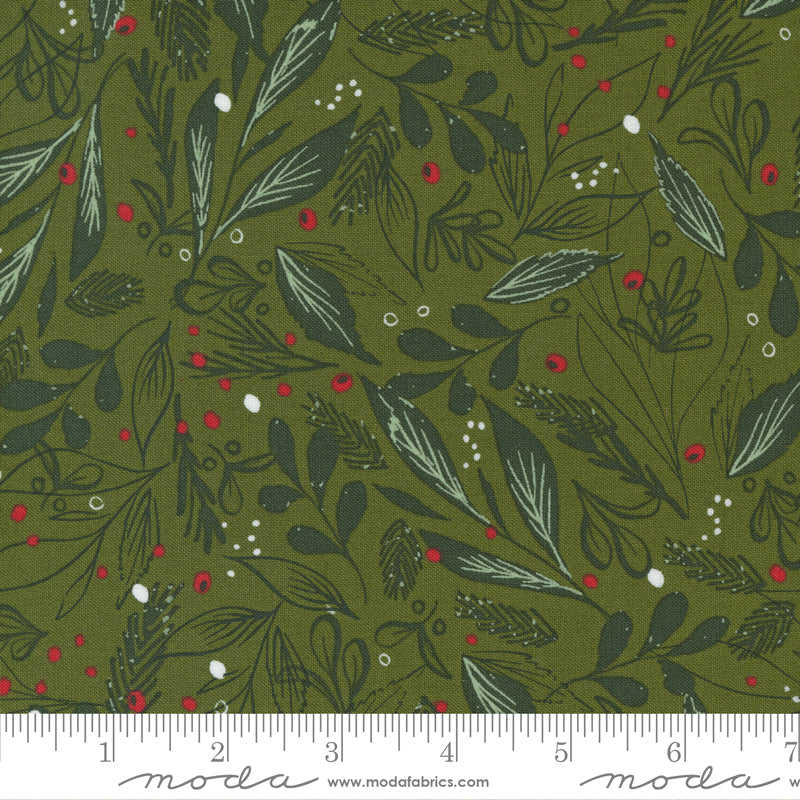 Cheer & Merriment - Winter Foliage in Sage - Fancy That Design House & Co. for Moda Fabrics - 45534 16 - Half Yard