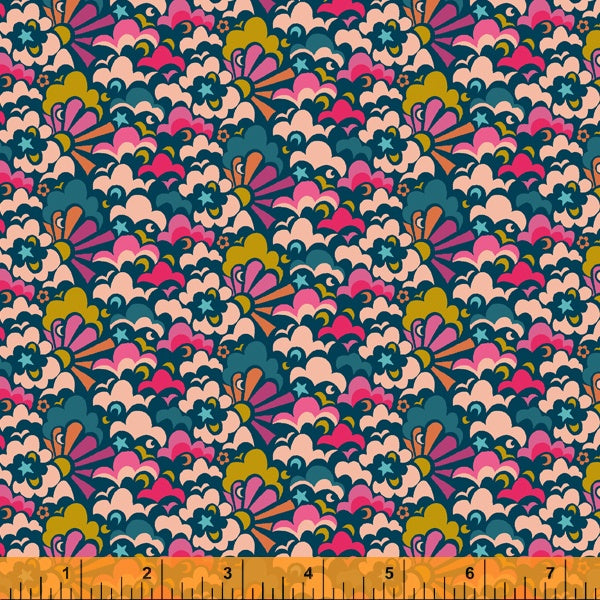 Cotton quilting fabric pattern called 'Cloud Puff in Pink'. Part of the 'Eden' fabric collection. Designed by Sally Kelly for fabric company Windham Fabrics. SKU: 52807-5. 44-45 inch width.