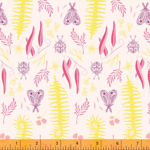 Cotton quilting fabric pattern called 'Maracas in Light Purple'. Part of the 'Tabanca' fabric collection. Designed by Tamara Kate for fabric company Windham Fabrics. SKU: 52817 5. 44-45 inch width.