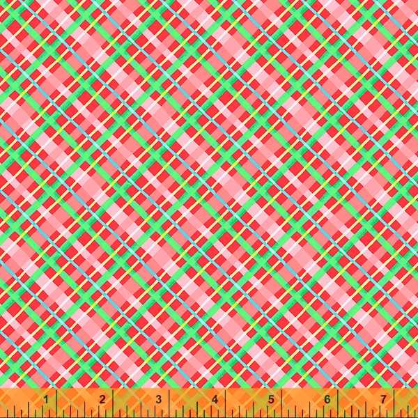 Cotton quilting fabric pattern called 'All Wrapped Up in Red'. Part of the 'Christmas Charms' fabric collection. Designed by Dylan Mierzwinski for fabric company Windham Fabrics. SKU: 53092-8. 44-45 inch width.