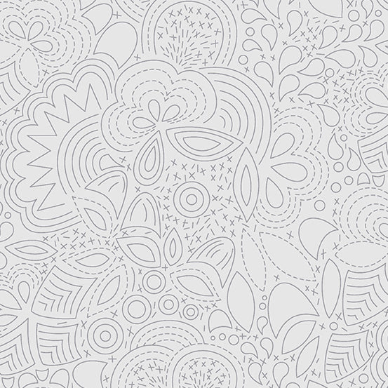 Cotton quilting fabric pattern called 'Stitched in Shadow'. Part of the 'Sunprint' fabric collection. Designed by Alison Glass for fabric company Andover Fabrics. SKU: A-8450-L1. 44-45 inch width.