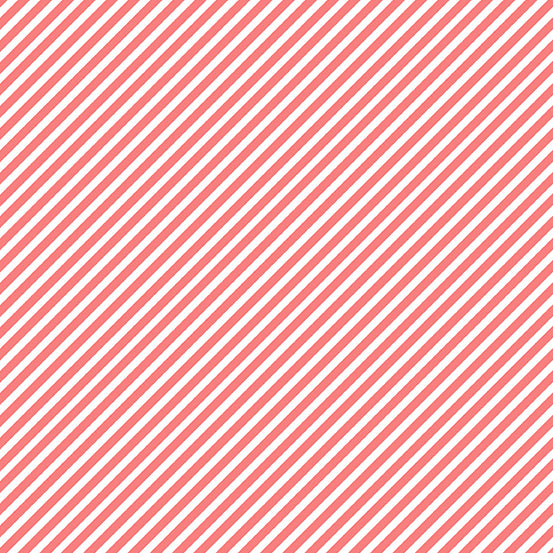 Cotton quilting fabric pattern called 'Candy Stripe in Grapefruit'. Part of the 'Sweet Shoppe' fabric collection. Designed by Windham Fabrics for fabric company Windham Fabrics. SKU: A-9236-O1. 44-45 inch width.