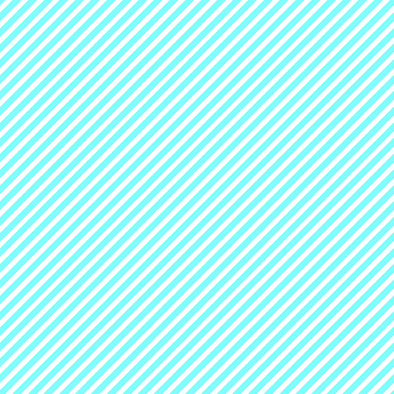 Cotton quilting fabric pattern called 'Candy Stripe in Aqua'. Part of the 'Sweet Shoppe' fabric collection. Designed by Windham Fabrics for fabric company Windham Fabrics. SKU: A-9236-T. 44-45 inch width.