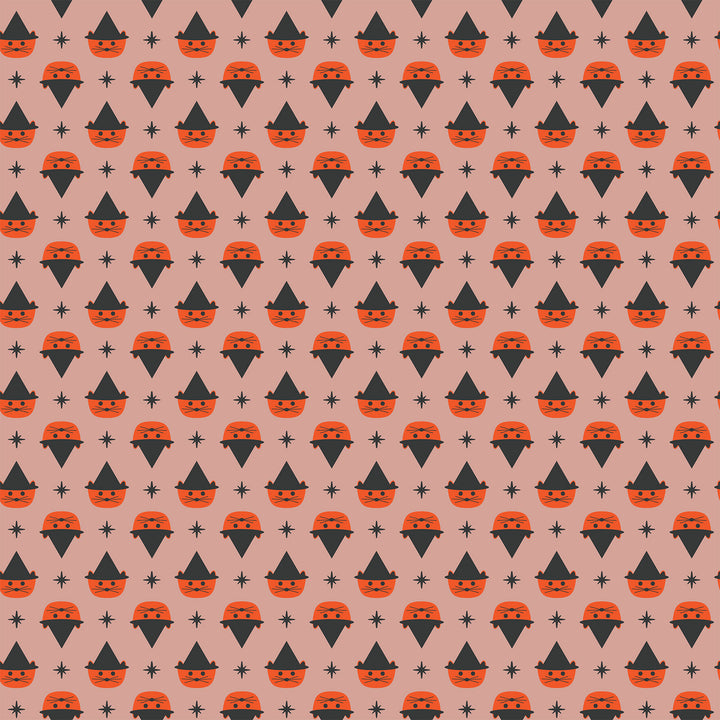 GhostTown - Cats in Orange - Figo Fabrics - 90519-56 - Half Yard