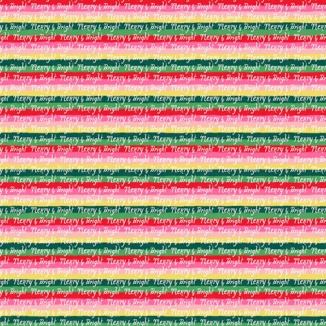 Cotton quilting fabric pattern called 'Stripe in Green Multi'. Part of the 'Merry Kitchmas' fabric collection. Designed by Louise Pretzel for fabric company Figo Fabrics. SKU: 90670-76. 44-45 inch width.