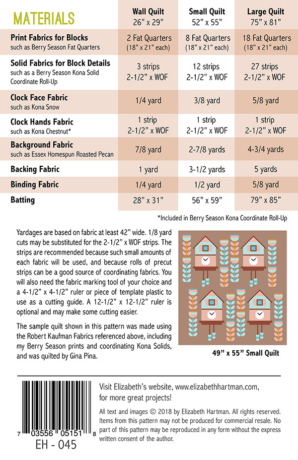 Cuckoo Quilt Pattern - Elizabeth Hartman - EH045