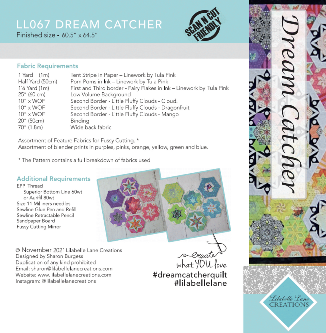 Dream Catcher - EPP Pattern, Templates and Papers - Lilabelle Lane Creations - LL067