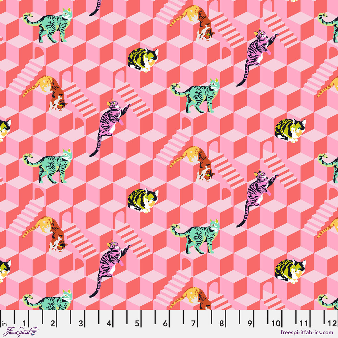 Cotton quilting fabric pattern called 'Sitting Pretty in Blossom'. Part of the 'Besties' fabric collection. Designed by Tula Pink for fabric company Free Spirit Fabrics. SKU: PWTP217.BLOSSOM. 44-45 inch width.