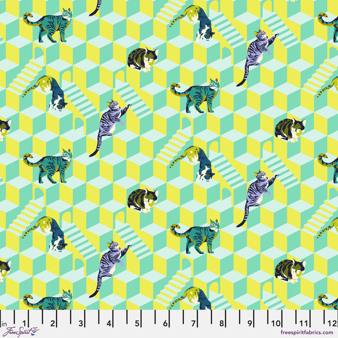 Cotton quilting fabric pattern called 'Sitting Pretty in Meadow'. Part of the 'Besties' fabric collection. Designed by Tula Pink for fabric company Free Spirit Fabrics. SKU: PWTP217.MEADOW. 44-45 inch width.