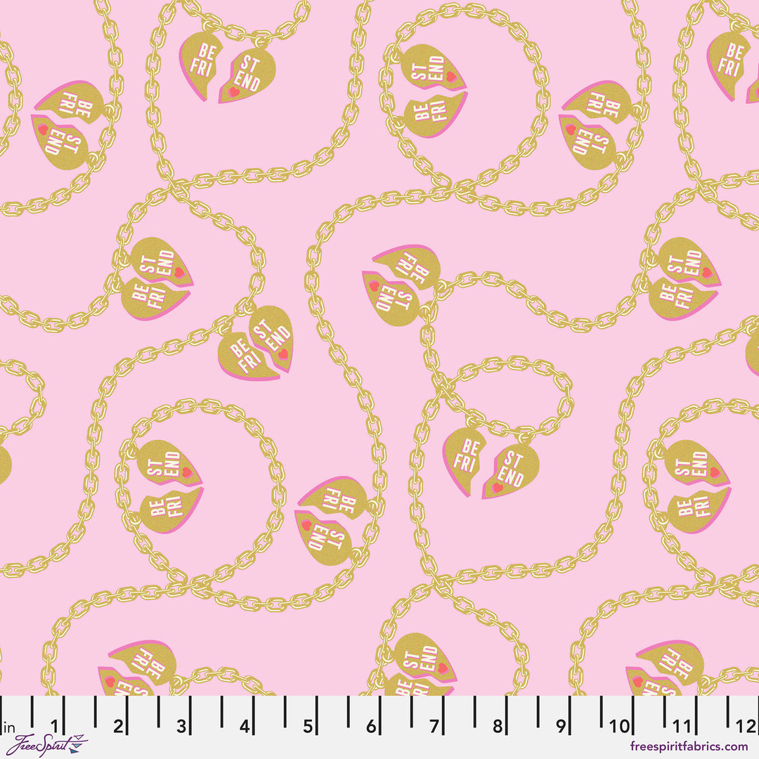 Cotton quilting fabric pattern called 'Lil Charmer in Blossom'. Part of the 'Besties' fabric collection. Designed by Tula Pink for fabric company Free Spirit Fabrics. SKU: PWTP219.BLOSSOM. 44-45 inch width.