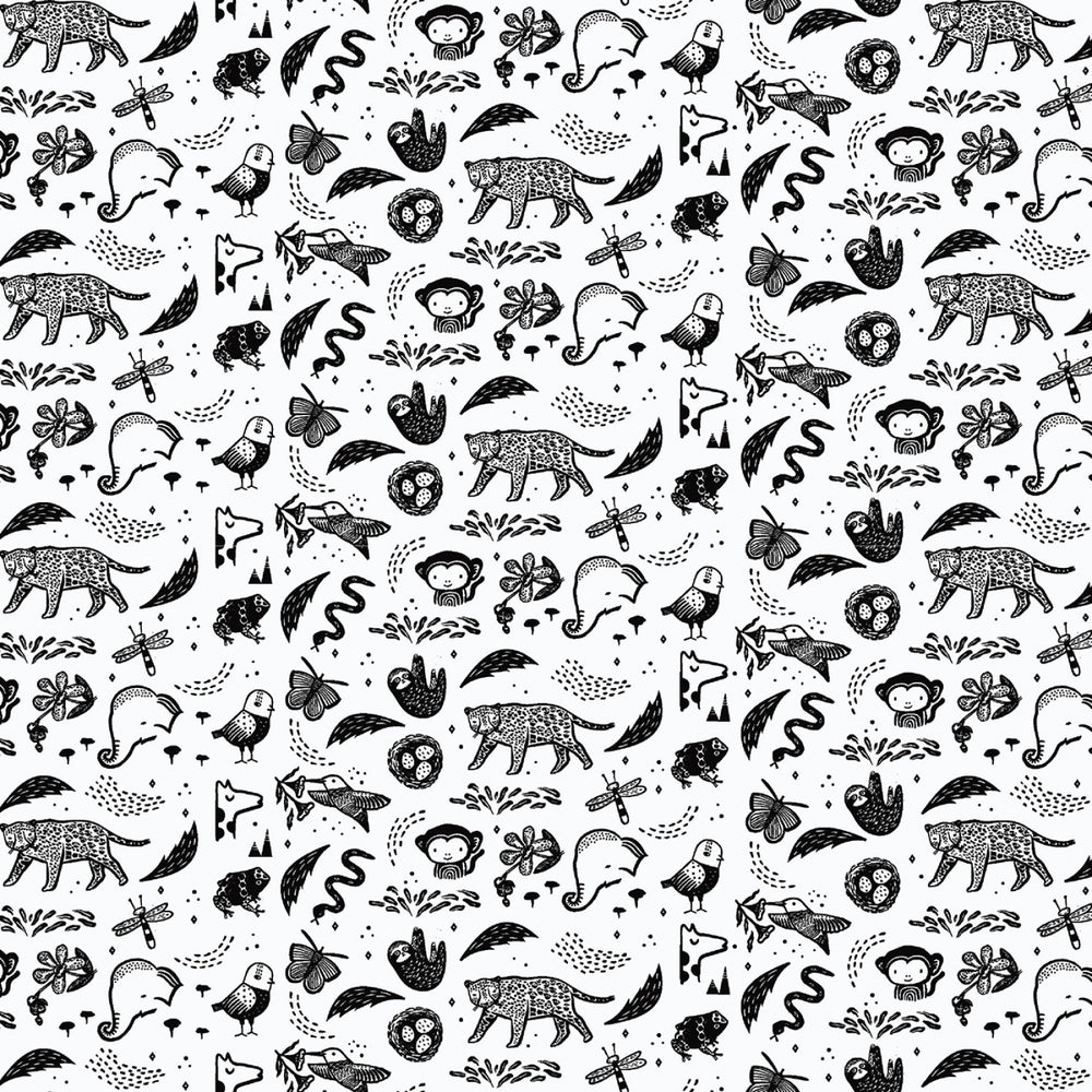 Wee Gallery - Creatures in White - Dear Stella - WG1983-WHITE - Half Yard