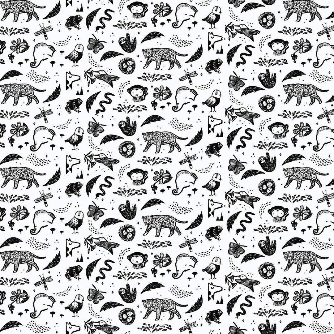 Wee Gallery - Creatures in White - Dear Stella - WG1983-WHITE - Half Yard