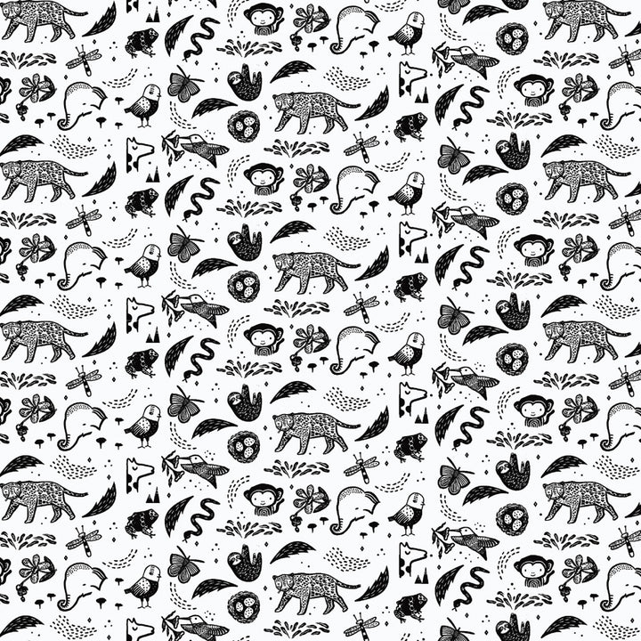 Wee Gallery - Creatures in White - Dear Stella - WG1983-WHITE - Half Yard