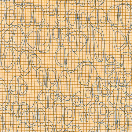 Cotton quilting fabric pattern called 'Geometric in Ice Peach'. Part of the 'Kept' fabric collection. Designed by Carolyn Friedlander for fabric company Robert Kaufman. SKU: AFR-20135-362. 44-45 inch width.